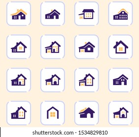 house type vector icons for user interface design