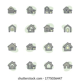 house type vector icons for user interface design