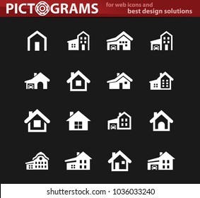 house type vector white icons for user interface design