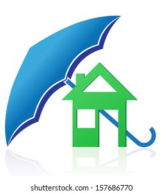 house with umbrella concept vector illustration isolated on white background