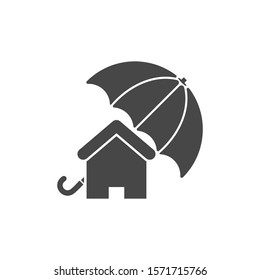 House with umbrella vector icon.
