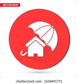 House with umbrella vector icon.