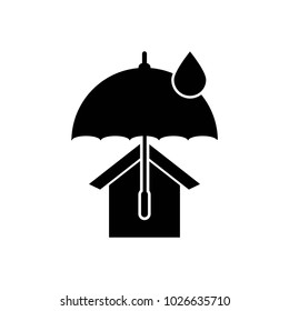 House with umbrella vector icon. Real estate symbol.