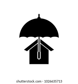 House with umbrella vector icon. Real estate symbol.
