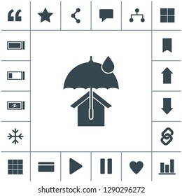 House with umbrella vector icon. Real estate symbol.