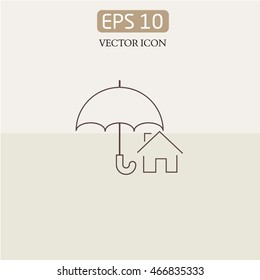 House with umbrella vector icon. Real estate symbol.