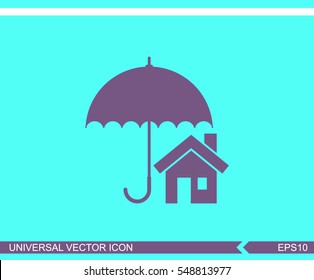 House with umbrella vector icon. Real estate symbol.