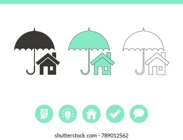 House with umbrella vector icon. Real estate symbol.