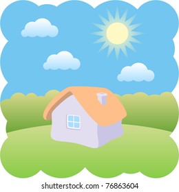 house under a blue sky