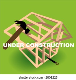 House Under Construction - Vector