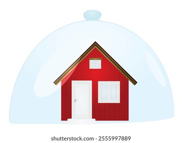 House under glass dome. vector illustration