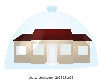 House under glass dome. vector illustration	