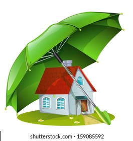House under a green umbrella 