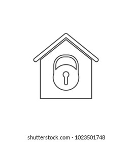 house under lock and key icon. Element for mobile concept and web apps. Thin line  icon for website design and development, app development. Premium icon on white background