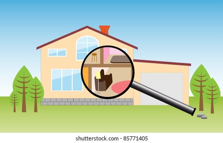 House under magnifying