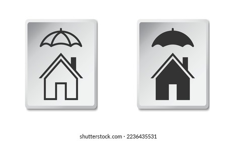 House under umbrella icon. Umbrella covering house. Vector illustration.