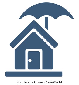House under Umbrella icon. Vector style is flat iconic symbol, blue color, white background.