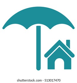 House under Umbrella vector icon. Flat soft blue symbol. Pictogram is isolated on a white background. Designed for web and software interfaces.