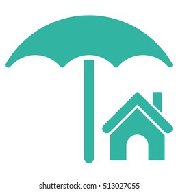 House under Umbrella vector icon. Flat cyan symbol. Pictogram is isolated on a white background. Designed for web and software interfaces.