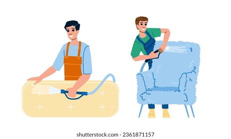 house upholstery cleaning vector. service chemical, clean cleanliness, dirty home house upholstery cleaning character. people flat cartoon illustration