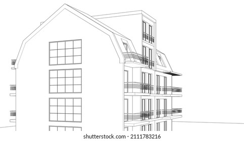 
house urban architecture 3d illustration
