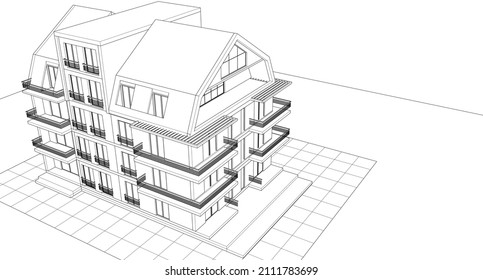 
house urban architecture 3d illustration