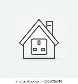 House with US Socket vector outline icon or symbol