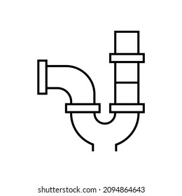 House utilities 
illustration of a hand holding a pipe. Sewer pipe outline icon