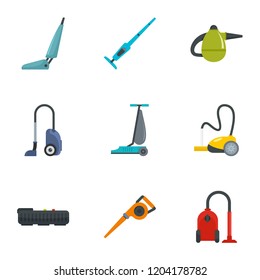 House vacuum cleaner icon set. Flat set of 9 house vacuum cleaner vector icons for web design