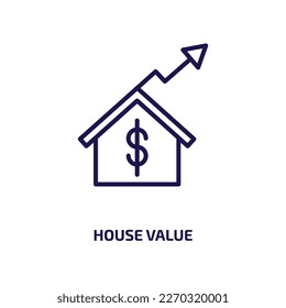 house value icon from user interface collection. Thin linear house value, house, business outline icon isolated on white background. Line vector house value sign, symbol for web and mobile