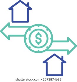 house value outline dual color vector illustration icon design