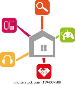 House and various apps logo