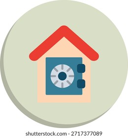 Icono de estilo de círculo plano de bóveda de casa