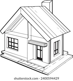 House Vector 3d black and white only Simple