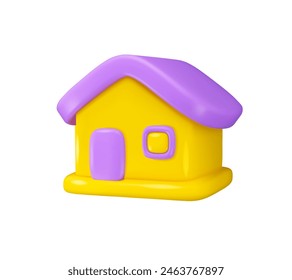 House vector 3d icon. Home simple cartoon illustration, isolated on white background. Cute toy with roof, window and door