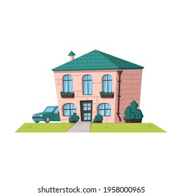 House vector cartoon icon. Vector illustration house on white background. Isolated cartoon illustration icon of apartment.