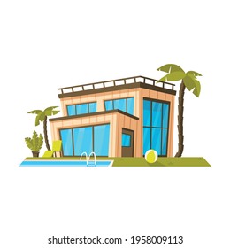 House vector cartoon icon. Vector illustration house on white background. Isolated cartoon illustration icon of apartment.