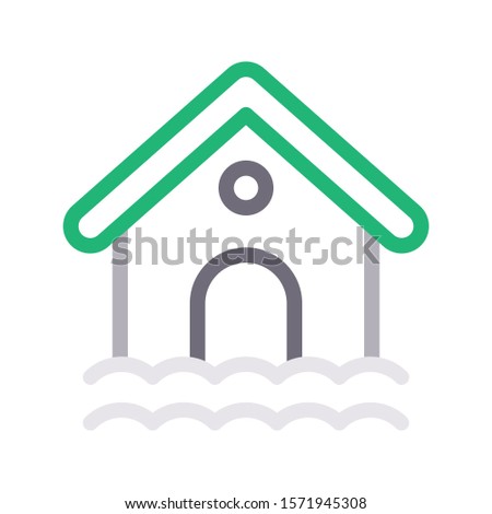 house vector color line icon 