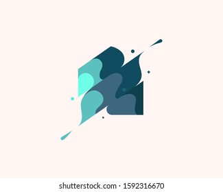 House vector colorful modern minimal style illustration. Creative icon logo splash concept explosion with drops. Home vector logo emblem symbol logotype