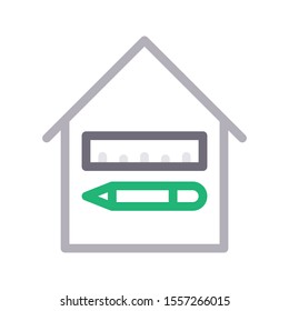 house vector colour line icon