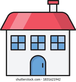 icono de línea de color del vector de casa 