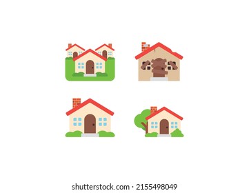 House Vector Emoji Set. House Emoticon Set