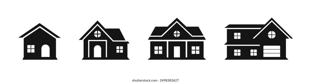 House vector flat icon set. Real estate icons.