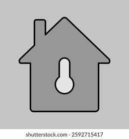 House vector grayscale icon with keyhole. Home safety lock with keyhole symbol. Security sign. Graph symbol for your web site design, logo, app, UI