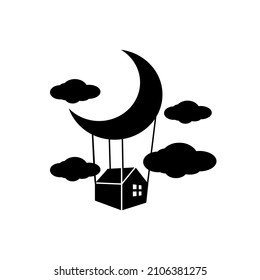 house vector hanging on the moon 