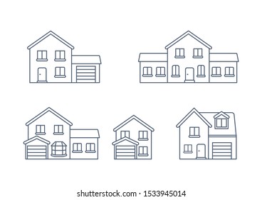 House Vector / Home outline icon / Building vector line houses. 