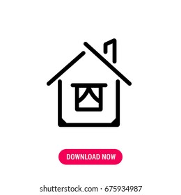 House vector icon, The house with chimney and curtains on the window symbol. Simple, modern flat vector illustration for mobile app, website or desktop app 