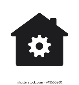 house vector icon conception with gear icon, home vector icon 