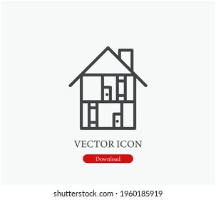 House vector icon.  Editable stroke. Symbol in Line Art Style for Design, Presentation, Website or Apps Elements, Logo. Pixel vector graphics - Vector