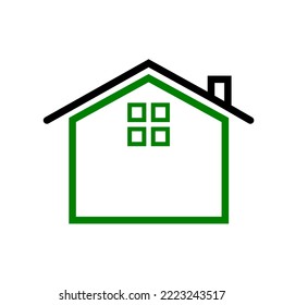 Icono vectorial de la casa con combinación de color verde y negro. se puede usar en iconos web, iconos de aplicaciones móviles, iconos de menú.